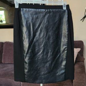 NWT 41 Hawthorne black faux leather panel pencil skirt sz medium